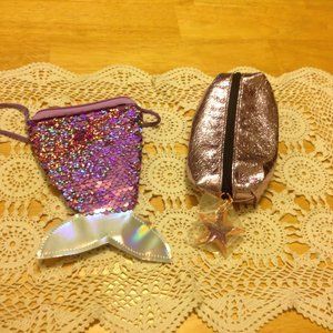 Girl's mini purse bundle, pink and purple. Mermaid tail